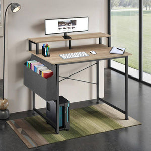 Schreibtisch mit Ablage und Stofftasche Industrial Holz hell, Eiche Sonoma 120 cm