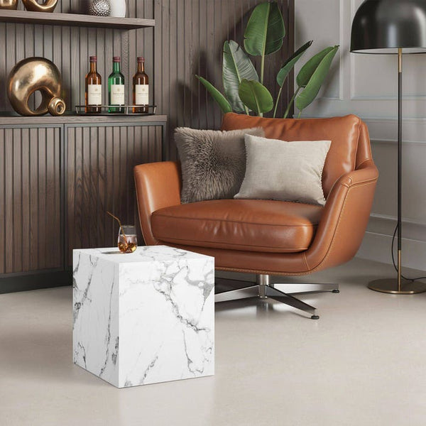 Couchtisch Lasley Marmor Optik weiß 45 x 45 x 50 cm