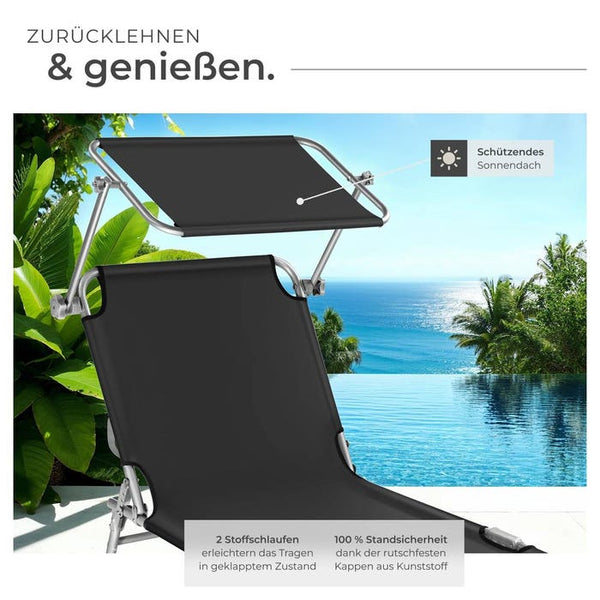 Gartenliege 4-stufig, schwarz
