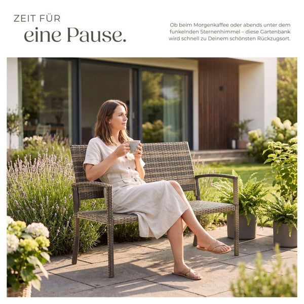 Rattan-Gartenbank Murat 2-Sitzer wetterfest natur
