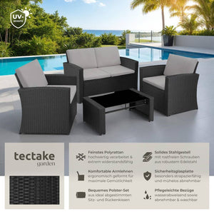 Rattan Lounge Lucca schwarz/grau