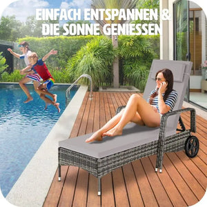 Sonnenliege Cassis Aluminium Rattan grau