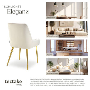 Polsterstuhl Avane, Samtoptik, Belastbarkeit 120 kg beige 2er Set