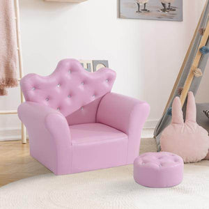 Kindersessel Kindersofa Mädchen Softsofa Kristallknöpfen Hocker Rosa
