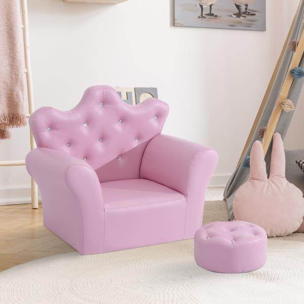 Kindersessel Kindersofa Mädchen Softsofa Kristallknöpfen Hocker Rosa