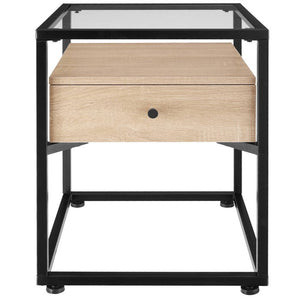 Nachttisch Preston Industrial Holz hell, Eiche Sonoma