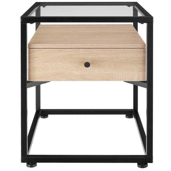 Nachttisch Preston Industrial Holz hell, Eiche Sonoma