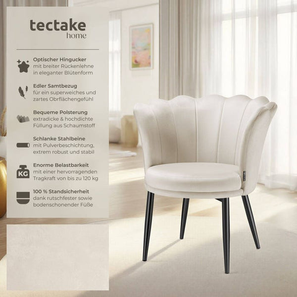 Sessel Stella Samt creme/schwarz