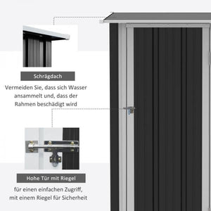 Gerätehaus Gartenhaus Geräteschuppen mit Tür Outdoor Stahl Dunkelgrau