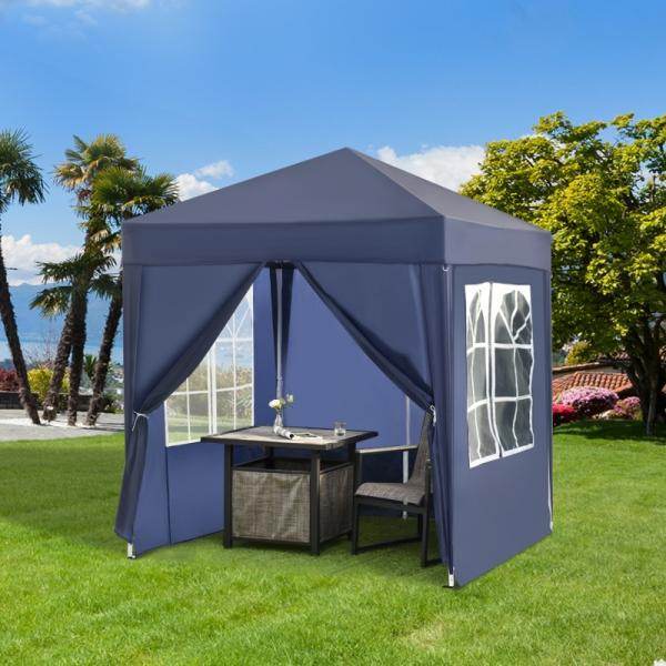 Faltpavillon Festzelt 2 grosse Fenster blau, 2x2x2,4 m