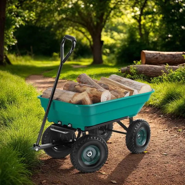 Handwagen Cubbi mit Kippfunktion und Luftreifen grün