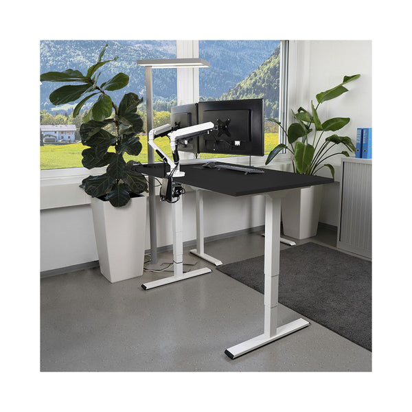 Scrivania da ufficio regolabile in altezza CONTINI 1,6x0,8m Nero / Telaio bianco RAL 9016