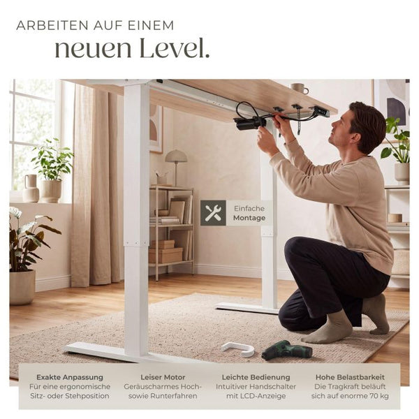 Elektrisch höhenverstellbarer Schreibtisch Loki Eiche 120 x 60 cm