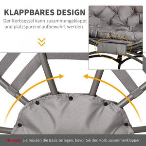 Papasansessel Loungesessel faltbar Korb-Stuhl oval Sandbraun