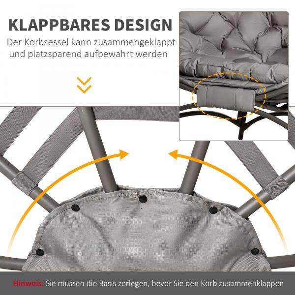 Papasansessel Loungesessel faltbar Korb-Stuhl oval Sandbraun