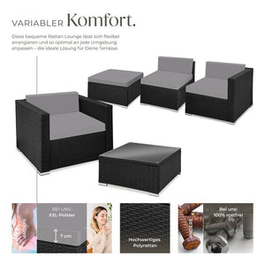 Rattan Lounge Milano schwarz/grau