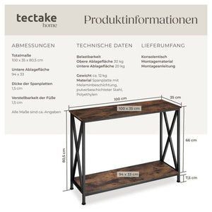 Konsole Tacoma 100x35x80,5cm Industrial dunkelbraun