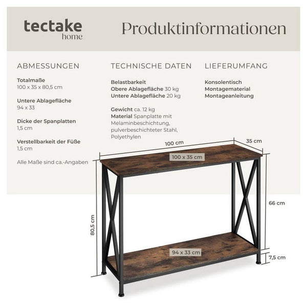 Konsole Tacoma 100x35x80,5cm Industrial dunkelbraun