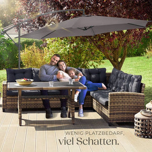Sonnenschirm Ampelschirm Ø 350cm mit Schutzhülle grau