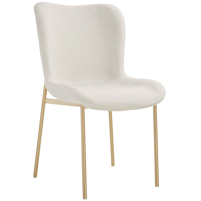 Fauteuil Tessa capitonné, bouclé blanc/or, à l'unité