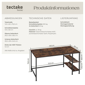 Schreibtisch Donegal - Industrial dunkelbraun