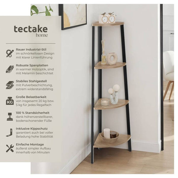 Eckregal Newbridge 34x34x125cm Industrial Holz hell, Eiche Sonoma