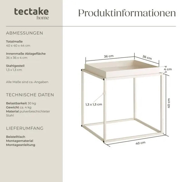Beistelltisch Cambridge Stahl creme