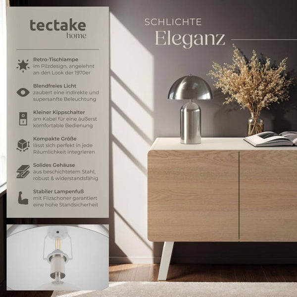 Retro-Tischlampe Altea Nickel matt