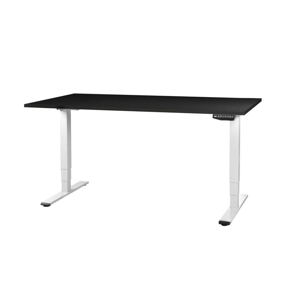 CONTINI höhenverstellbarer Bürotisch 1.6x0.8m Schwarz / Gestell weiss RAL 9016