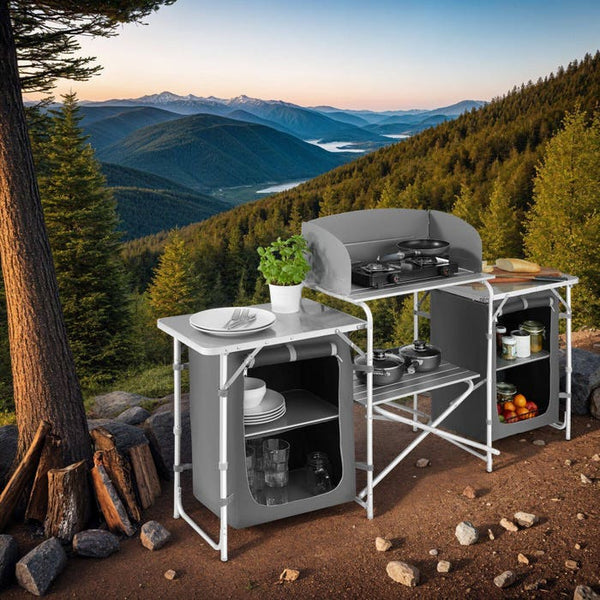 Camping kitchen 172x52x104cm gray