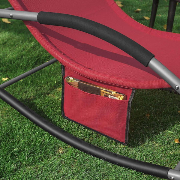 Gartenliege | Sonnenliege mit Tasche | Liegestuhl Rot | OGS28-R