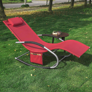 Gartenliege | Sonnenliege mit Tasche | Liegestuhl Rot | OGS28-R