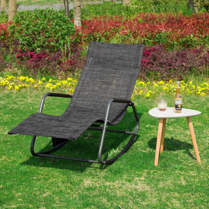 Gartenliege | Sonnenliege mit Tasche | Schaukelliege Schwarz/Grau | OGS47-MS