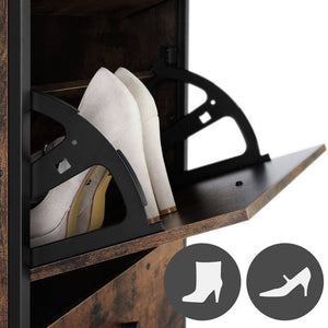Schuhschrank Braddock Industrial Holz dunkel, rustikal 61 cm