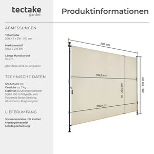 Klemmmarkise Taija beige 200 x 310 cm