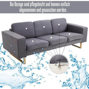 Polstersofa 3-Sitzer Stoffsofa dunkelgrau 200 x 82 x 78