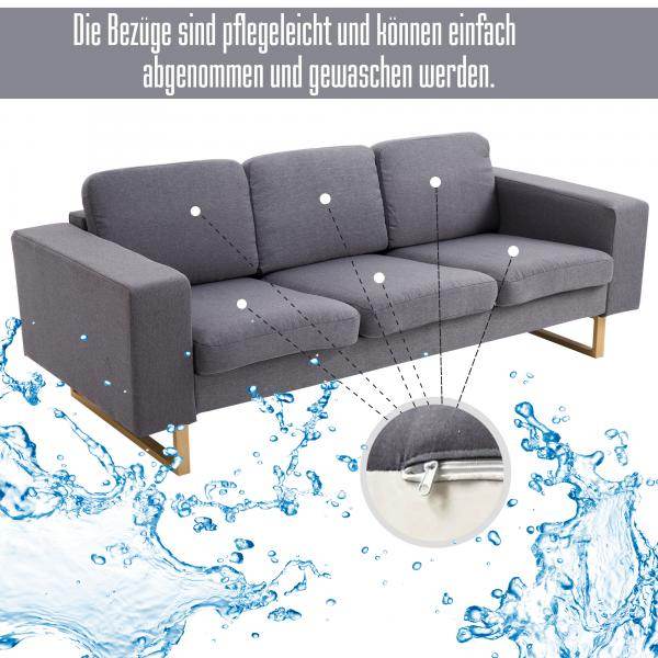Polstersofa 3-Sitzer Stoffsofa dunkelgrau 200 x 82 x 78