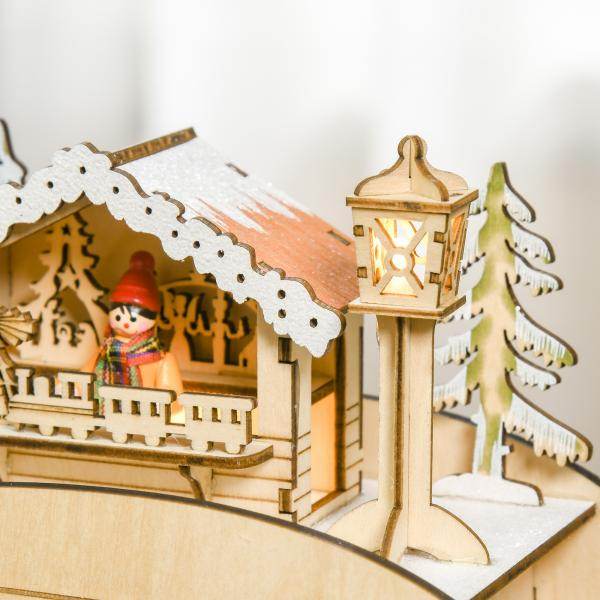 Adventskalender zum Befüllen 24 Schubladen Fächer Weihnachtskalender mit LED-Lichtern Schlitten-Form
