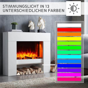 BALDERIA Elektrokamin Naran 3D-Flammeneffekt Heizung 2000W Weiss