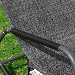 Gartenliege | Sonnenliege mit Tasche | Schaukelliege Schwarz/Grau | OGS47-MS