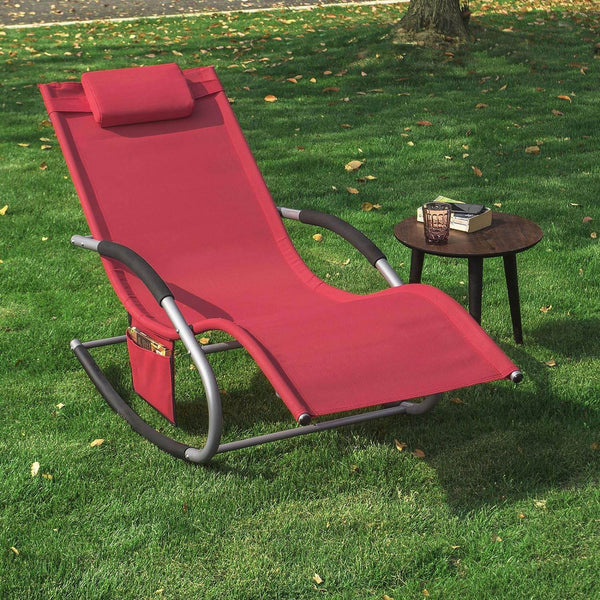 Gartenliege | Sonnenliege mit Tasche | Liegestuhl Rot | OGS28-R