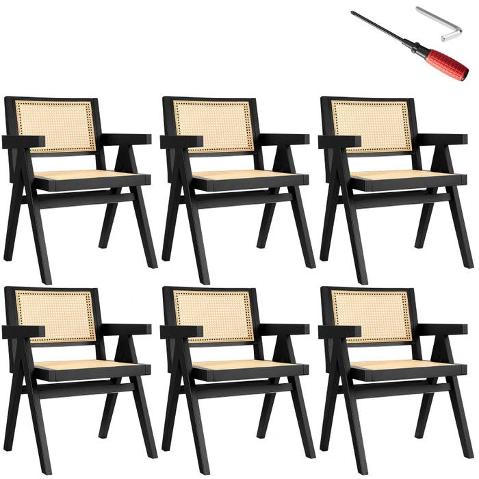 Fauteuil Lissy, noir, lot de 6 