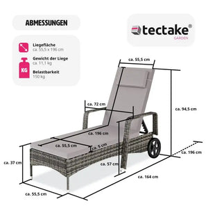 Sonnenliege Cassis Aluminium Rattan grau