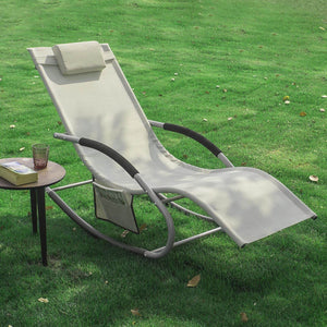 2-er Set Gartenliege Sonnenliege mit Tasche Liegestuhl Beige OGS28-MIx2