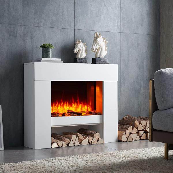 BALDERIA Elektrokamin Naran 3D-Flammeneffekt Heizung 2000W Weiss