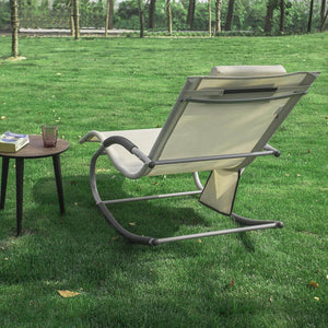 2-er Set Gartenliege Sonnenliege mit Tasche Liegestuhl Beige OGS28-MIx2