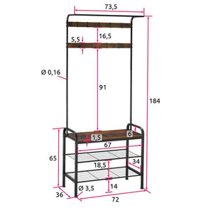 Armoire industrielle, marron foncé, 73,5 x 36 x 184 cm
