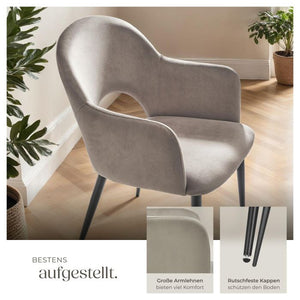 Armlehnstuhl Sachel Samtoptik taupe 6er Set