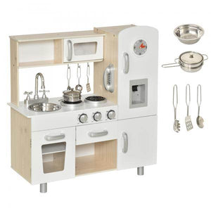 Kinderküche mit viel Zubehör Spielküche Kiefer MDF Weiss