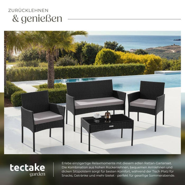 Rattan Gartenset Palese schwarz